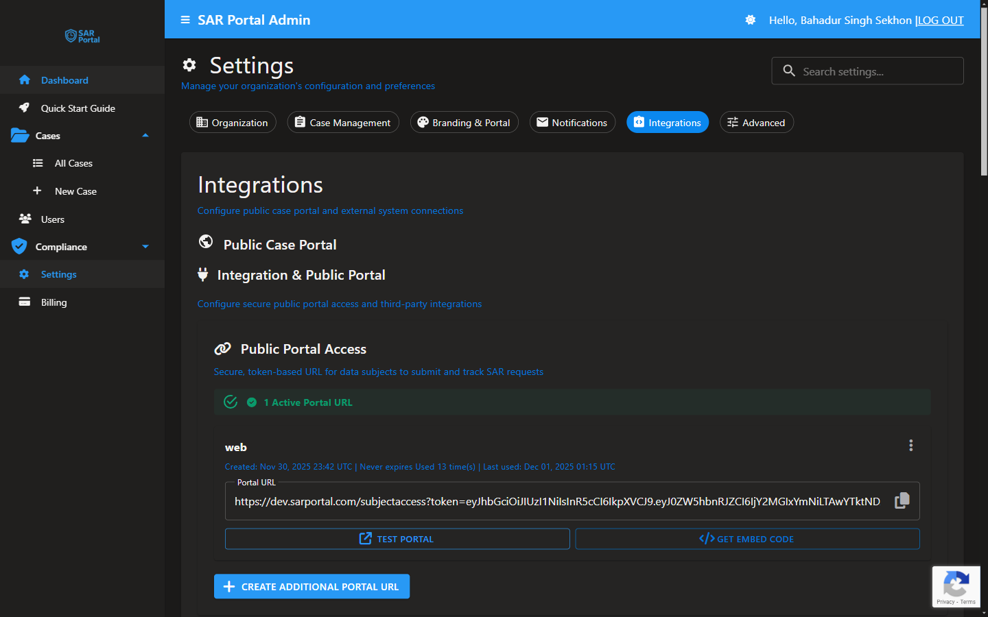 Integrations - Configure your public portal access