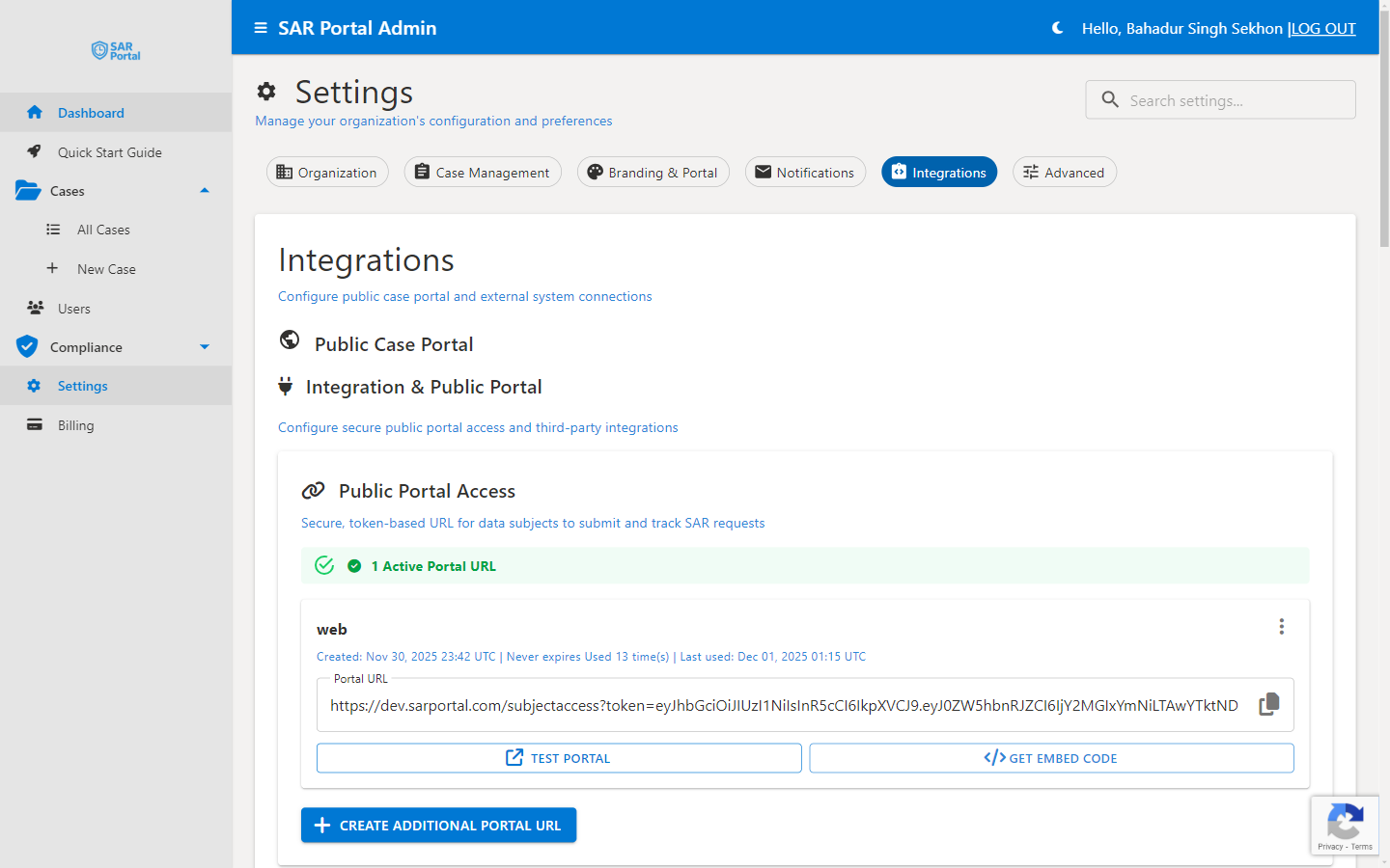 Integrations - Configure your public portal access